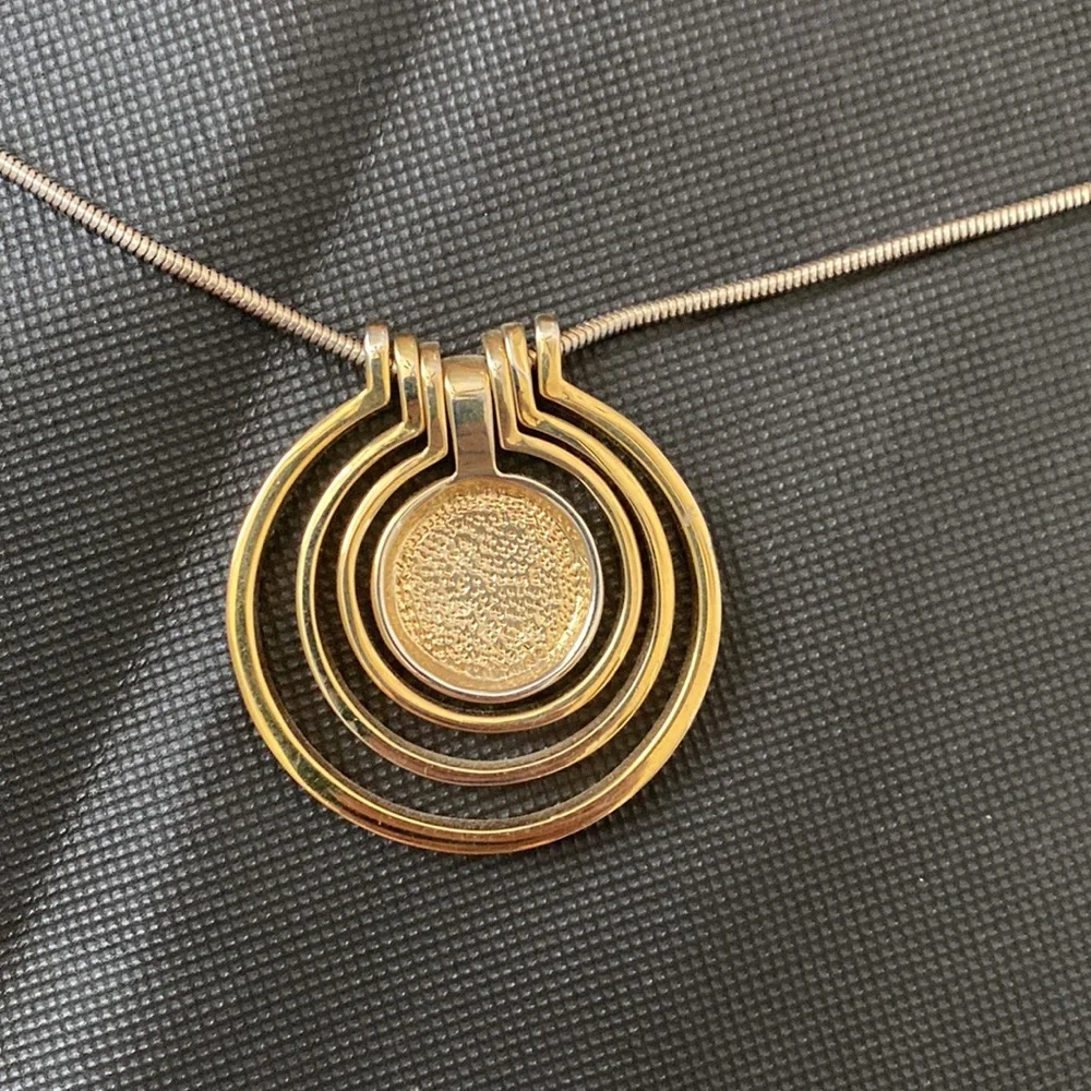 Gold Metal & Black Resin Medallion Statement Necklace.